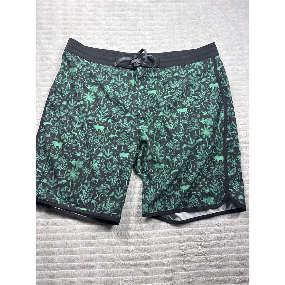 Prana Roots Studio Boardshort Men 38 Swim‎ Trunks Green NWOT Shorts Summer Prana